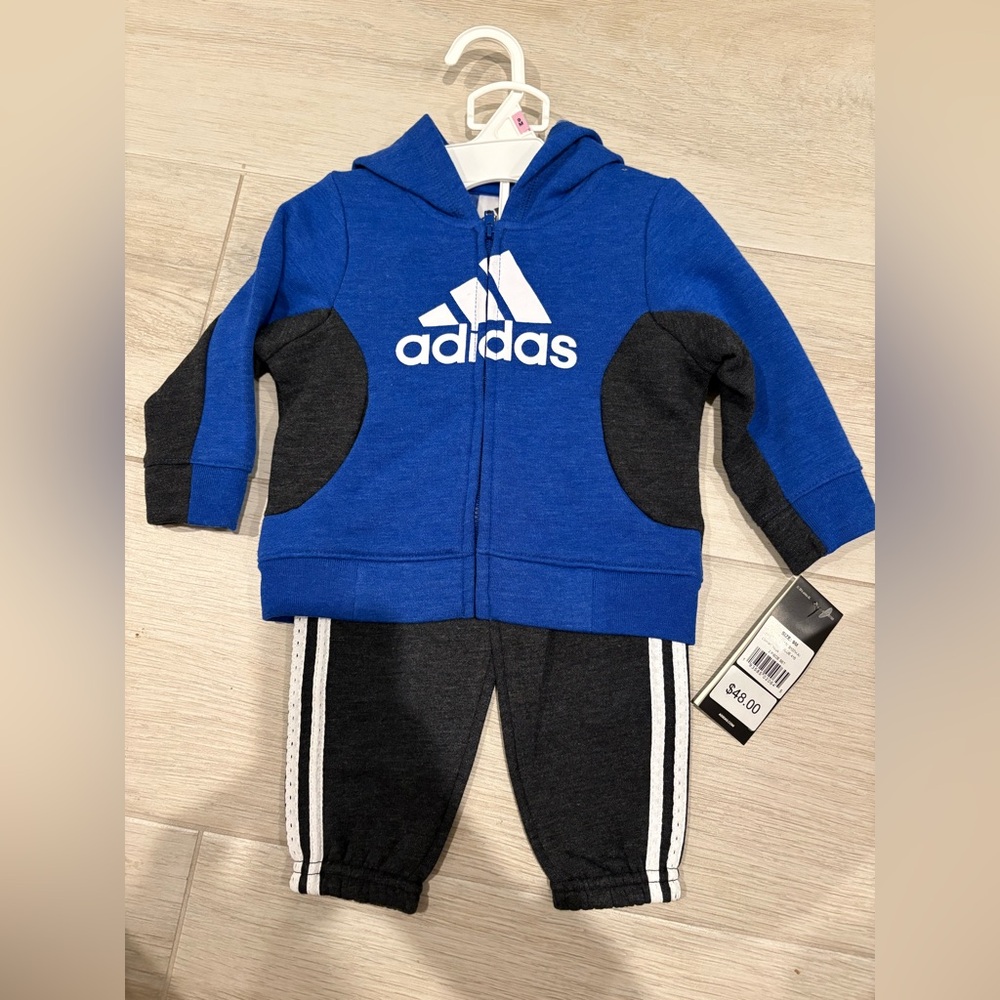Adidas 9month Fleece Hoodie Set, NWT